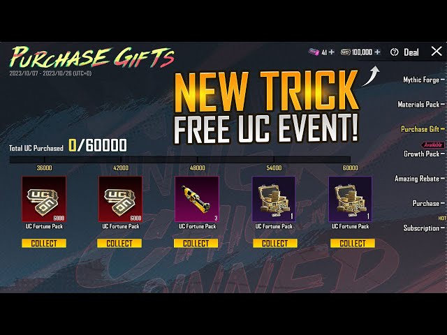 Free UC Event | How Get Free UC From Pubg | Purchase Gift Rewards | PUBGM -  YouTube